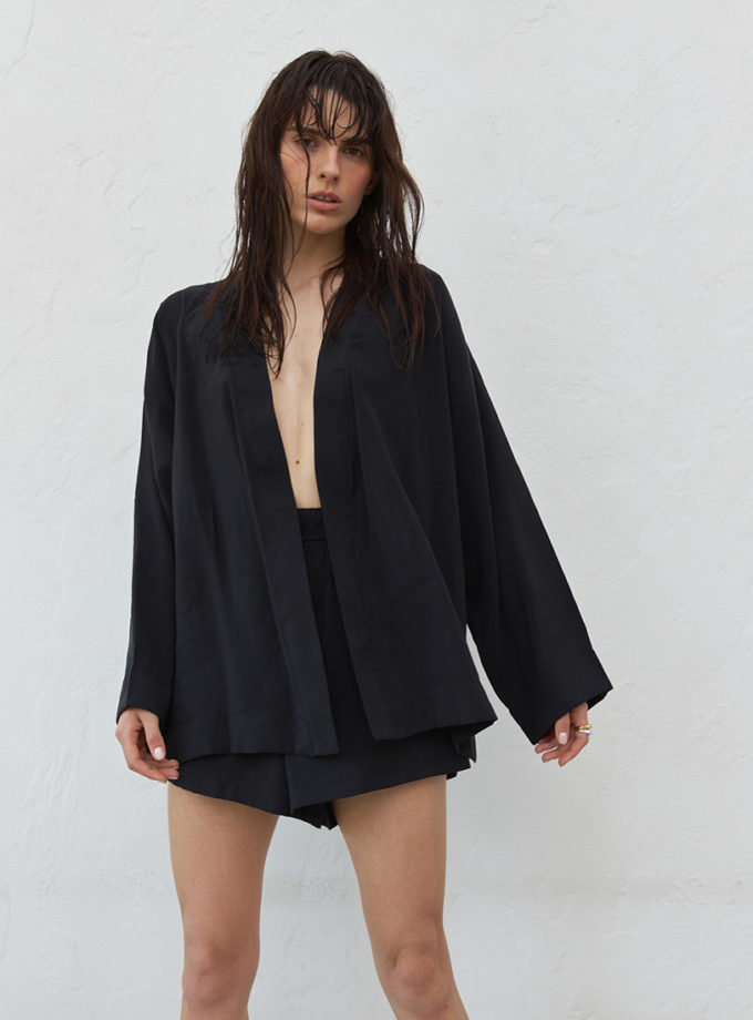Чорний комплект-кімоно з шортами BALCONY GARMENT (BLCN_1322)