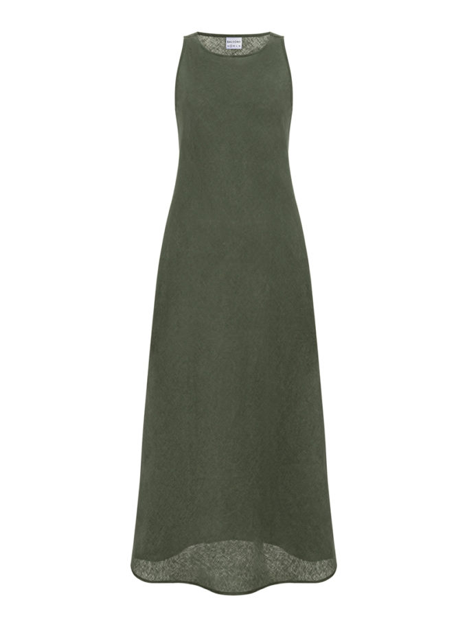Сукня з льону оливкова BALCONY GARMENT (BLCN_1487)