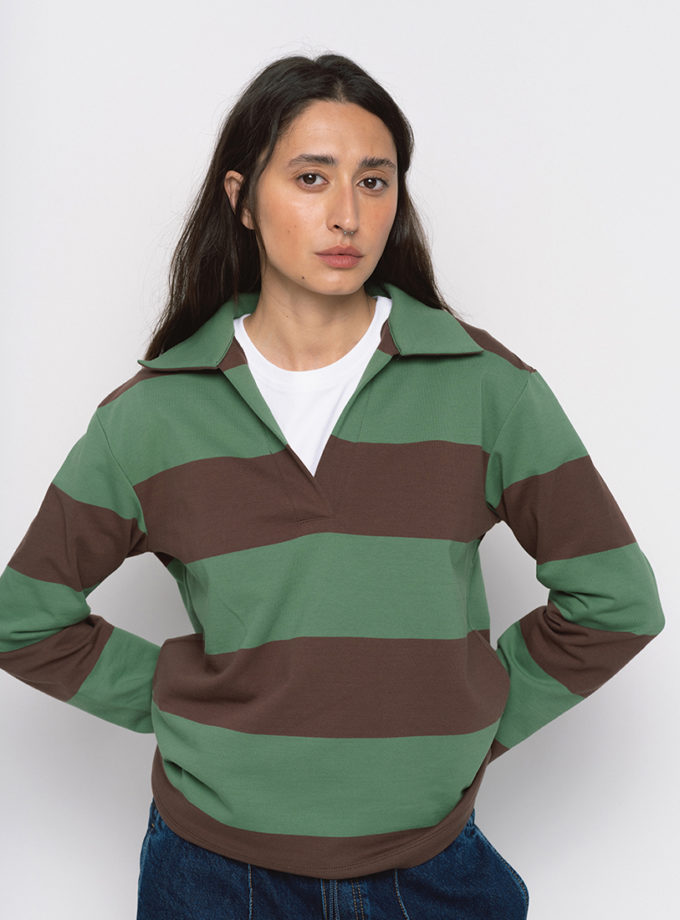 Поло в коричнево-зелену смужку BALCONY GARMENT (BLCN_1585)
