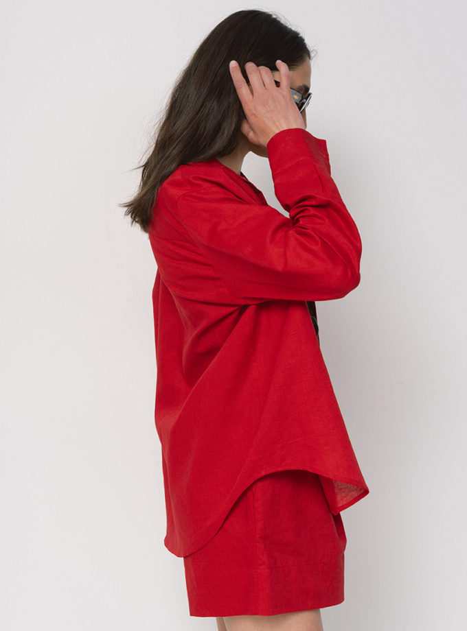 Класична сорочка з льону червона BALCONY GARMENT (BLCN_1608)