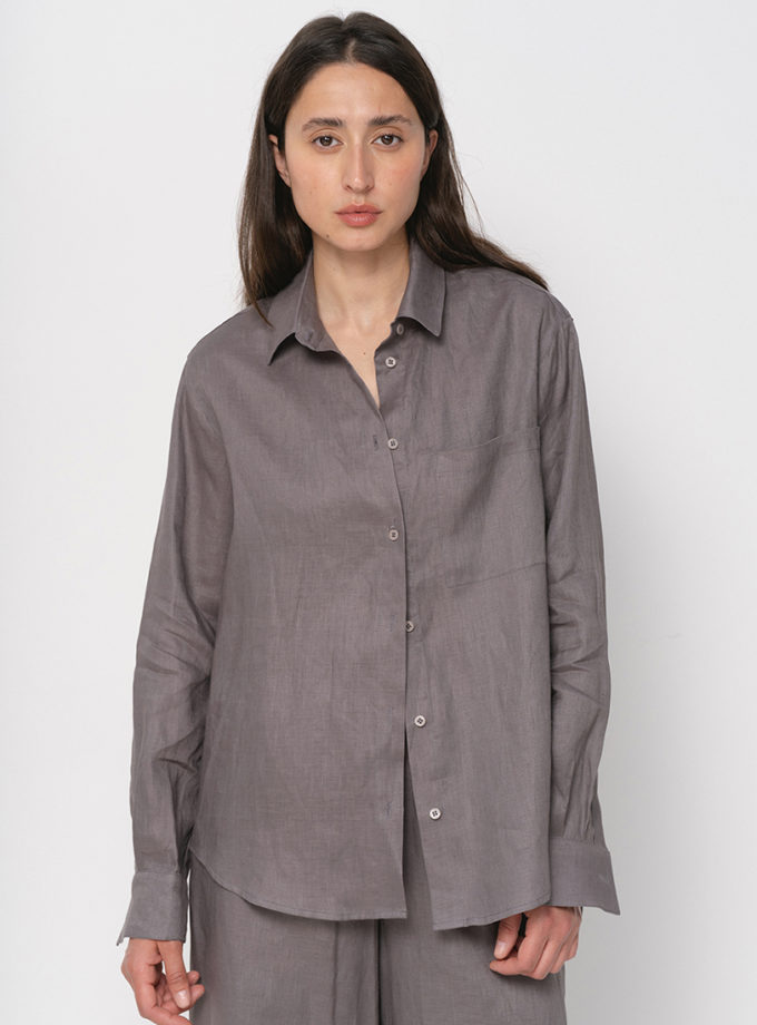 Класична сорочка з льону сіра BALCONY GARMENT (BLCN_1612)