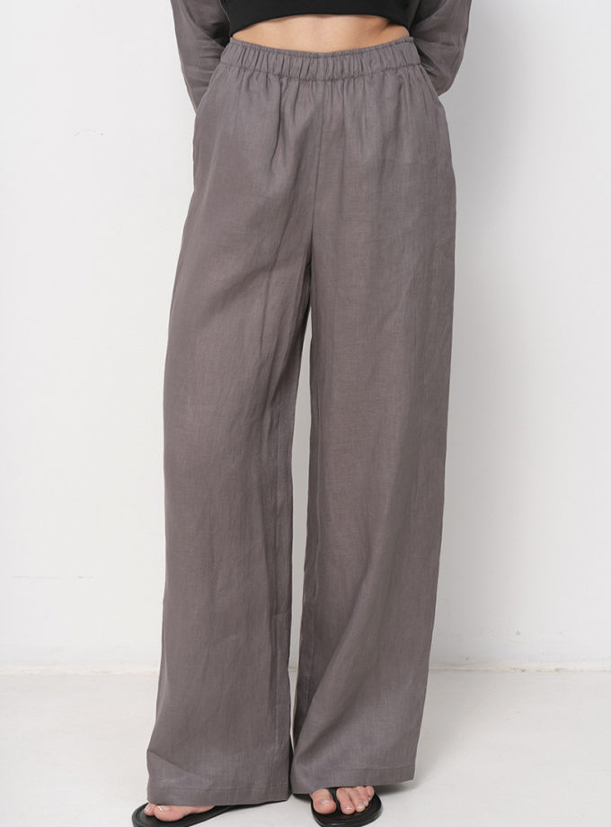 Штани широкі сірі з льону BALCONY GARMENT (BLCN_1613)