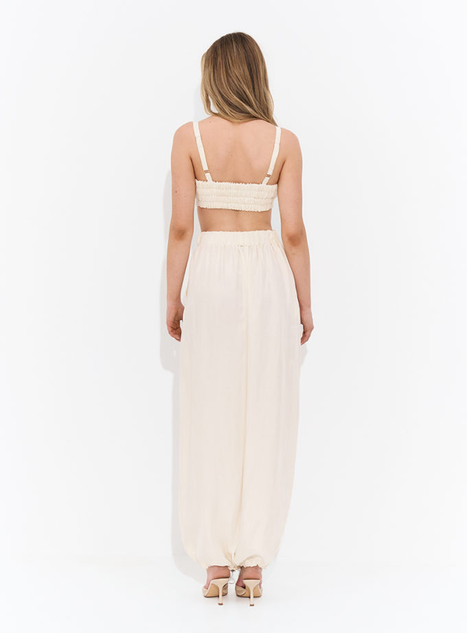 Шовковисті штани-аладдіни з тканини купро білі Chloe TWINSIS CLOTHES (TW_LT_SS 111778)