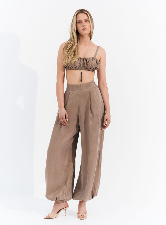 Шовковисті штани-аладдіни з тканини купро мокко Chloe TWINSIS CLOTHES (TW_LT_SS 999114)
