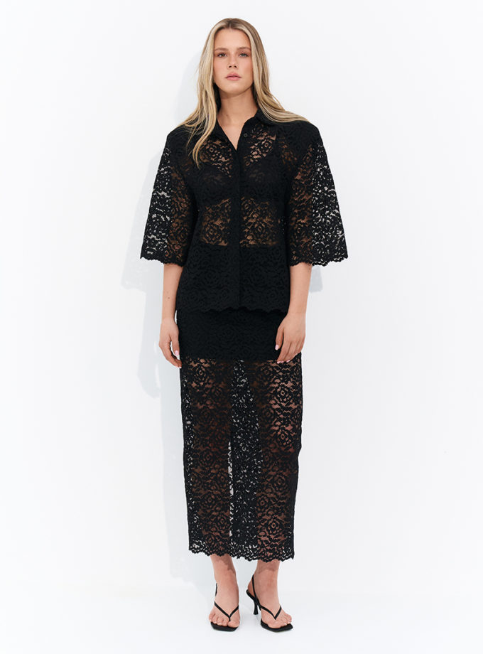 Сорочка мереживна чорна Bruna TWINSIS CLOTHES (TW_LT_SS 008970)