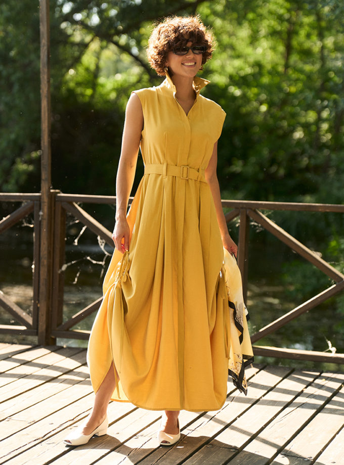 Сукня-міді без рукавів жовта GET DRESSED. (GD_SA26_35)