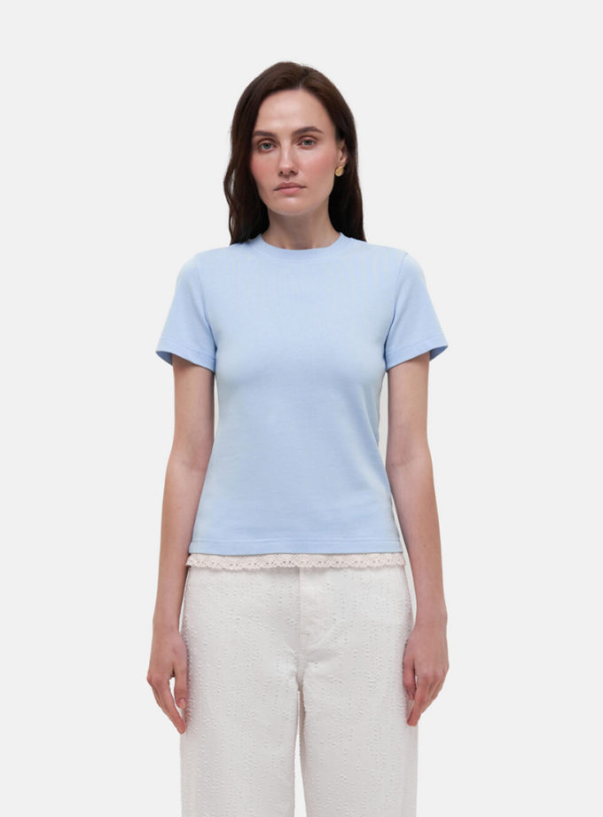 Футболка Blue T-Shirt with crochet trim MATCH DENIM (MTCH_ss26-tshirt-blue)