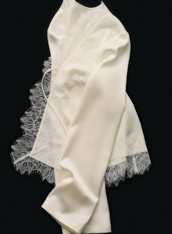 Сорочка з мереживом айворі THE LACE (TLA_00012959)