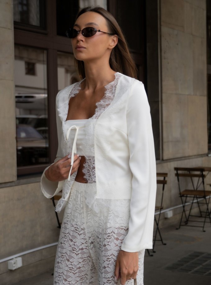 Сорочка з мереживом айворі THE LACE (TLA_00012959)