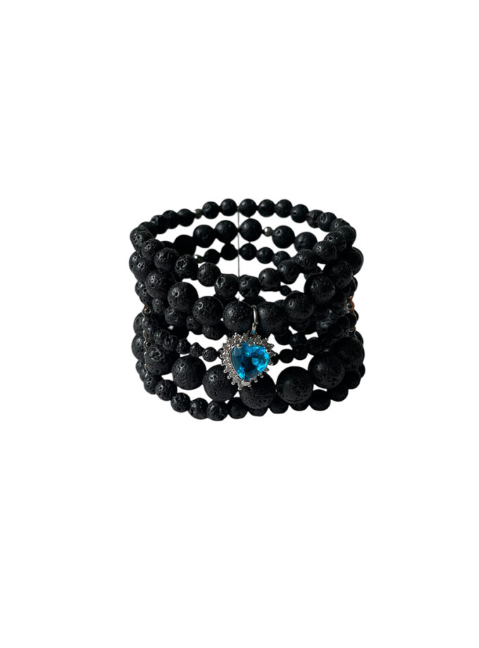 Браслет лава з блакитним серцем SMART JEWELRY (SJ_44)