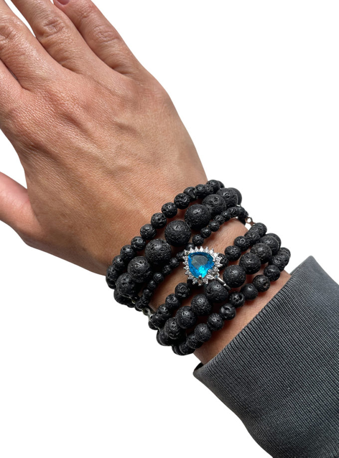 Браслет лава з блакитним серцем SMART JEWELRY (SJ_44)