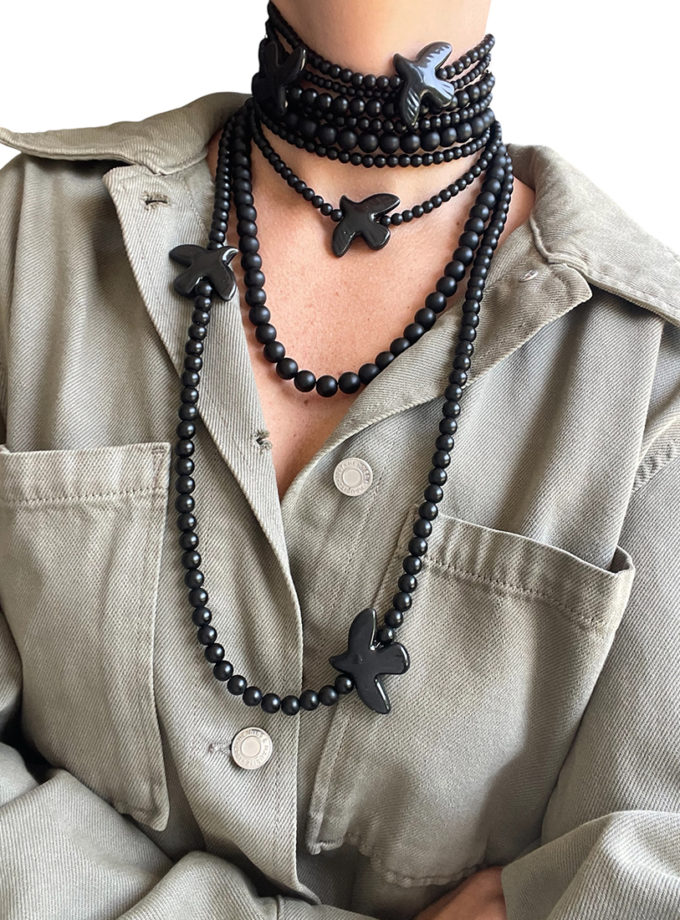 Прикраса чорна з пташками SMART JEWELRY (SJ_47)