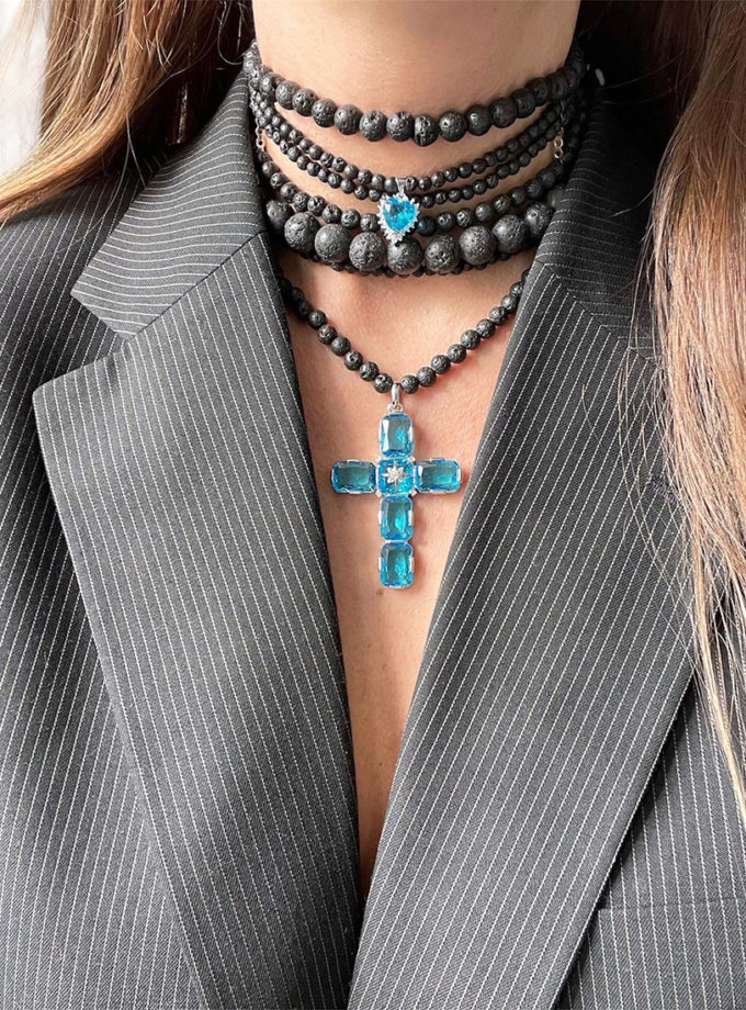 Чокер лава з блакитним хрестом SMART JEWELRY (SJ_43)