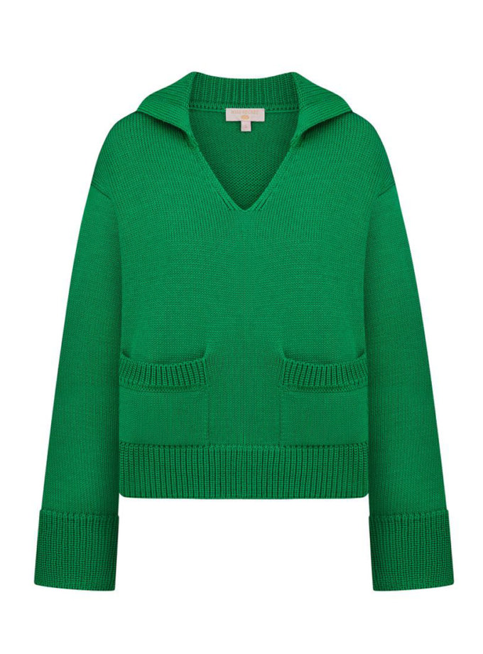 Джемпер з широким воротом та кишенями з вовни MISS SECRET (MISS_PU-071-green)