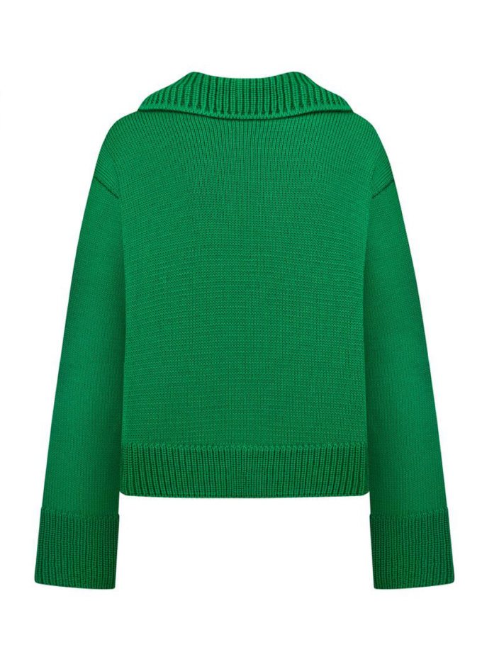 Джемпер з широким воротом та кишенями з вовни MISS SECRET (MISS_PU-071-green)