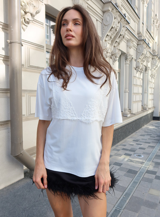 Футболка з мереживом Sisi — Молочна LALOCA (LLC_Sisi_MILK)