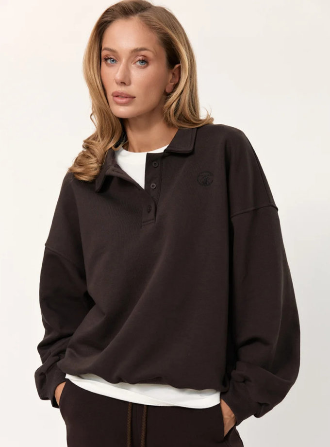 Світшот поло спортивний з лого SP012 коричневий TWICE (TWC_SP012_br)