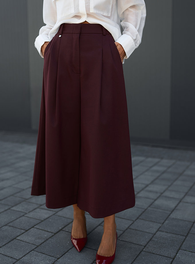 Кюлоти із костюмної тканини бургунді GET DRESSED. (GD_FA26_124)