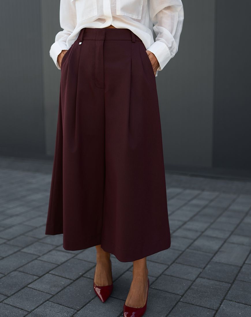 1AK04003 Кюлоти із костюмної тканини бургунді GET DRESSED. (GD_FA26_124) - фото 3