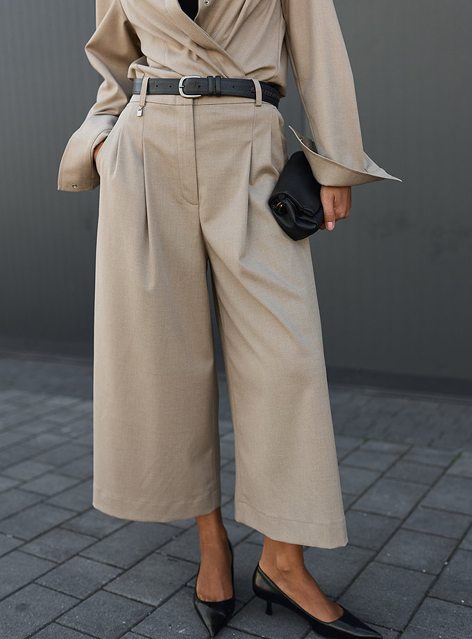Кюлоти із костюмної тканини сіро-бежеві GET DRESSED. (GD_FA26_121)