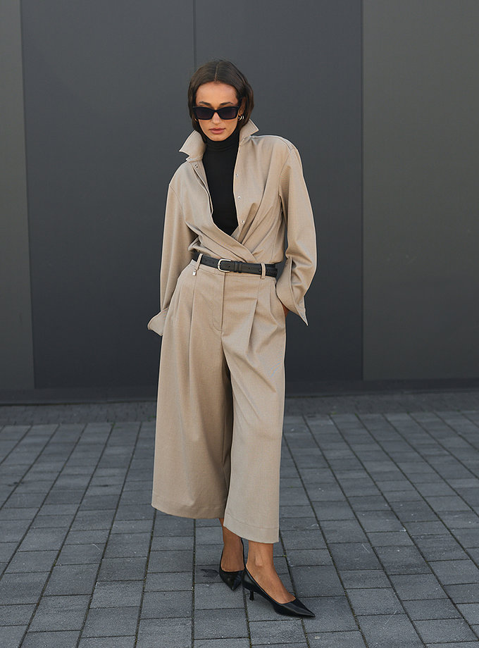 Брюки з защипами сіро-бежеві GET DRESSED. (GD_FA26_111)