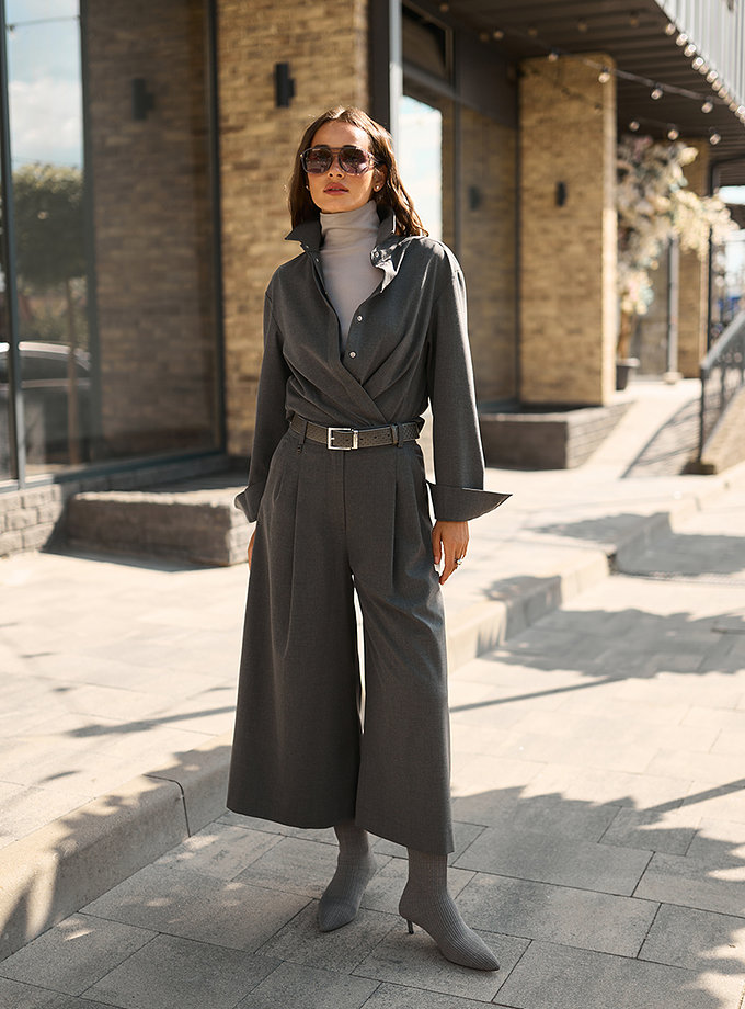 Кюлоти із костюмної тканини графітові GET DRESSED. (GD_FA26_122)