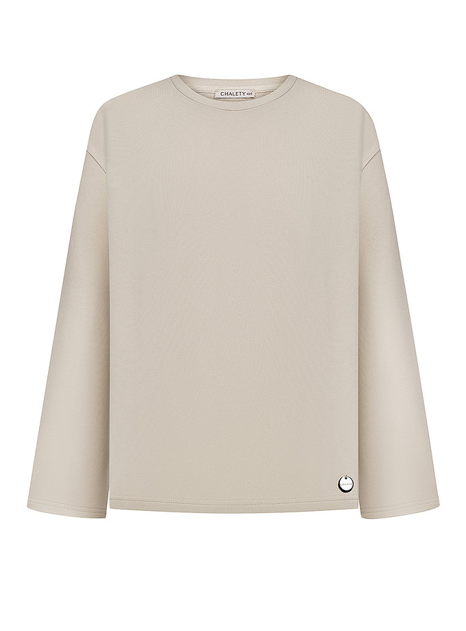 Лонгслів з бавовни бежевий CHALETY (CHTL_Long-sleeve_top_Dune_Beige)