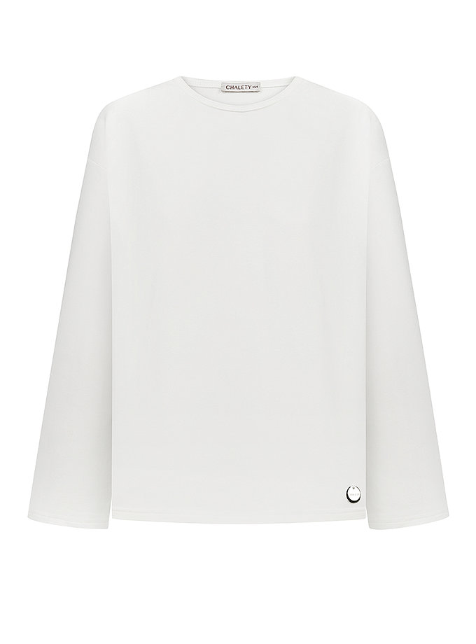 Лонгслів з бавовни білий CHALETY (CHTL_Long-sleeve_top_Libre_White)