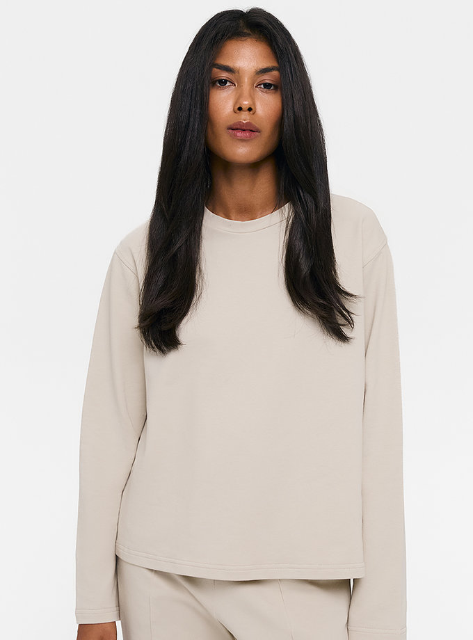 Лонгслів з бавовни бежевий CHALETY (CHTL_Long-sleeve_top_Dune_Beige)